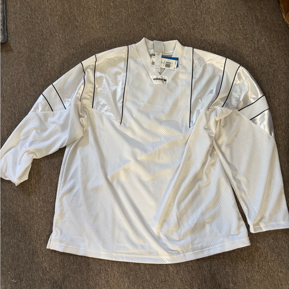 Adidas White and Black Long Sleeve Top